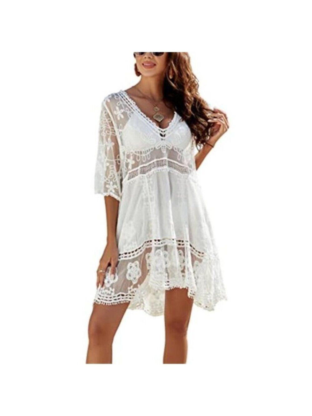 Women's Lace Beach Cover Up Bathing Suit Swim Dress